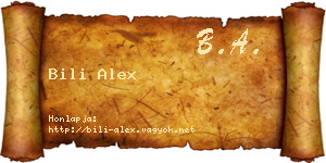 Bili Alex névjegykártya